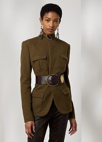 Chaquetas de sarga de mezcla de lana Ralph Lauren Rhodri para mujer en color oliva