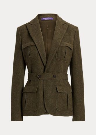 Chaquetas de sarga de mezcla de lana Ralph Lauren Rhodri para mujer en color oliva