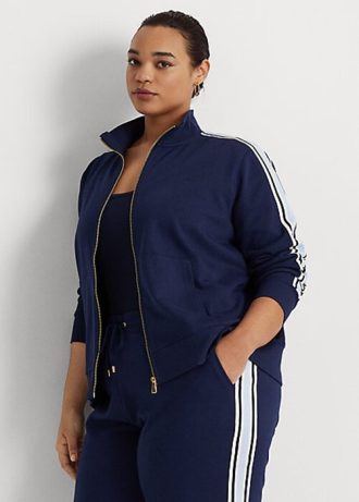 Chaquetas Ralph Lauren de felpa francesa con cremallera completa para mujer en azul marino Chaquetas Ralph Lauren de felpa francesa con cremallera completa para mujer en azul marino