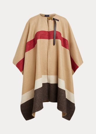 Chaquetas tipo poncho de doble cara a rayas Ralph Lauren Polo ID para mujer, color marrón Chaquetas tipo poncho de doble cara a rayas Ralph Lauren Polo ID para mujer, color marrón