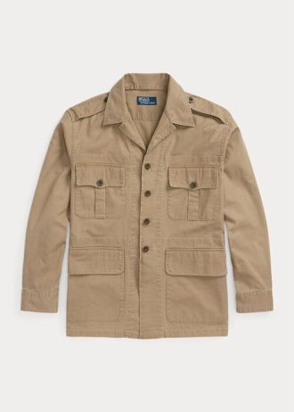 Chaquetas tipo sobrecamisa utilitarias Ralph Lauren Dobby de color caqui para hombre
