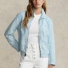 Cortavientos de lino Ralph Lauren azul para mujer