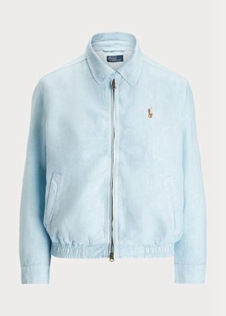 Cortavientos de lino Ralph Lauren azul para mujer