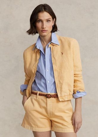 Cortavientos de lino Ralph Lauren para mujer en color caqui