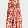 Falda midi plisada de satén con estampado de rosas de Ralph Lauren para mujer