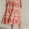 Falda midi plisada de satén con estampado de rosas de Ralph Lauren para mujer