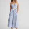 Faldas acampanadas de algodón a rayas Ralph Lauren para mujer, blancas y azules