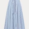 Faldas acampanadas de algodón a rayas Ralph Lauren para mujer, blancas y azules
