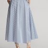 Faldas acampanadas de algodón a rayas Ralph Lauren para mujer, blancas y azules