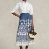 Faldas acampanadas de gasa con cuentas y estampado Ralph Lauren en azul y blanco para mujer Faldas acampanadas de gasa con cuentas y estampado Ralph Lauren en azul y blanco para mujer