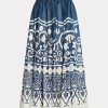 Faldas acampanadas de gasa con cuentas y estampado Ralph Lauren en azul y blanco para mujer Faldas acampanadas de gasa con cuentas y estampado Ralph Lauren en azul y blanco para mujer