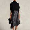 Faldas circulares asimétricas de piel de cordero Ralph Lauren para mujer, color negro Faldas circulares asimétricas de piel de cordero Ralph Lauren para mujer, color negro