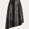Faldas circulares asimétricas de piel de cordero Ralph Lauren para mujer, color negro Faldas circulares asimétricas de piel de cordero Ralph Lauren para mujer, color negro