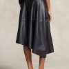 Faldas circulares asimétricas de piel de cordero Ralph Lauren para mujer, color negro Faldas circulares asimétricas de piel de cordero Ralph Lauren para mujer, color negro