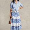 Faldas de algodón con capas y estampado floral de Ralph Lauren para mujer en color azul