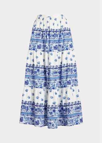 Faldas de algodón con capas y estampado floral de Ralph Lauren para mujer en color azul