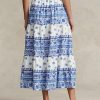 Faldas de algodón con capas y estampado floral de Ralph Lauren para mujer en color azul