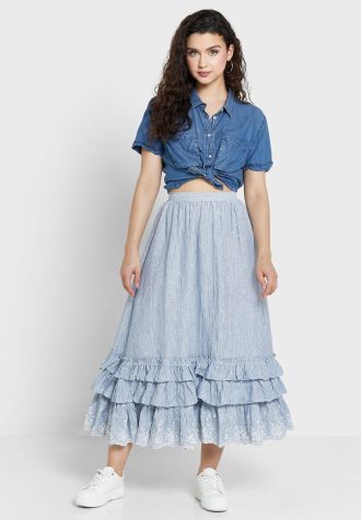 Faldas de cintura alta con volantes de Ralph Lauren para mujer en azul