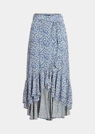 Faldas de crepé con volantes y estampado floral de Ralph Lauren para mujer en azul