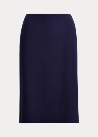Faldas de crepé de lana elástica Cindy de Ralph Lauren para mujer en azul marino