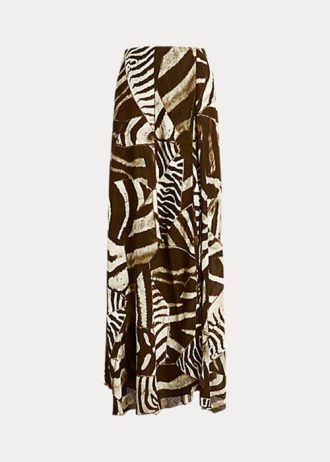 Faldas de gasa de lino con estampado de cebra Liliosa de Ralph Lauren para mujer en marrón