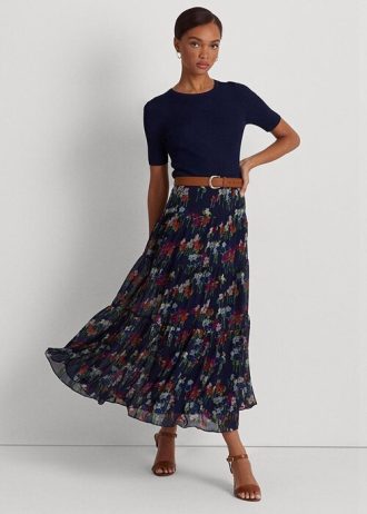 Faldas de georgette arrugadas con estampado floral de Ralph Lauren para mujer