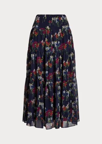 Faldas de georgette arrugadas con estampado floral de Ralph Lauren para mujer