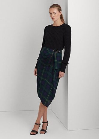 Faldas de georgette con hebillas y cuadros multicolores de Ralph Lauren para mujer