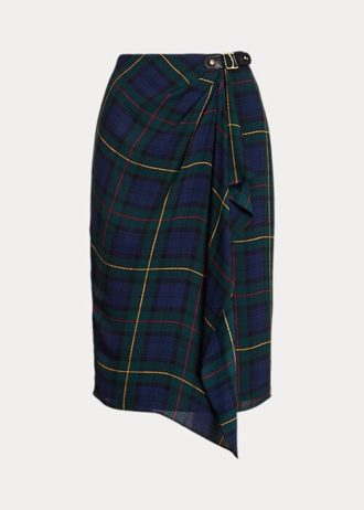 Faldas de georgette con hebillas y cuadros multicolores de Ralph Lauren para mujer