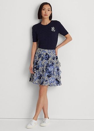 Faldas de georgette con volantes florales de Ralph Lauren para mujer en azul