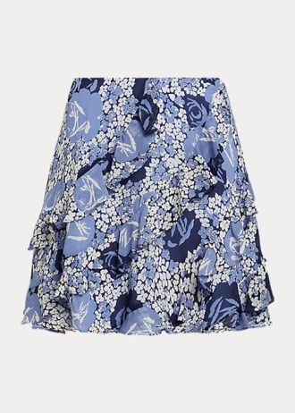 Faldas de georgette con volantes florales de Ralph Lauren para mujer en azul