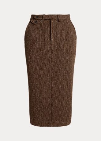 Faldas de lana con diseño de espiga Mychele de Ralph Lauren para mujer, color marrón