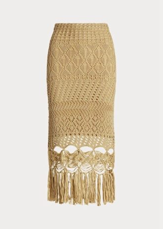 Faldas de macramé con flecos en punto pointelle de Ralph Lauren para mujer en beige