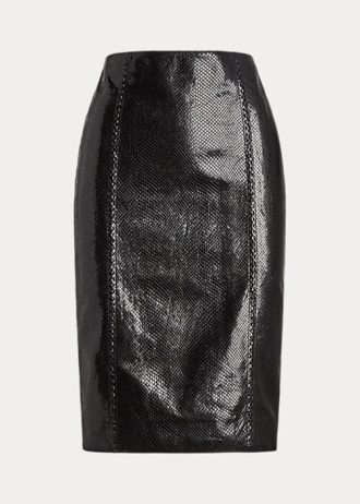 Faldas de piel de cabra con relieve Cynthia de Ralph Lauren para mujer, color negro