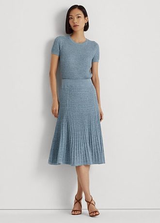 Faldas de punto de lino y algodón Ralph Lauren azules para mujer