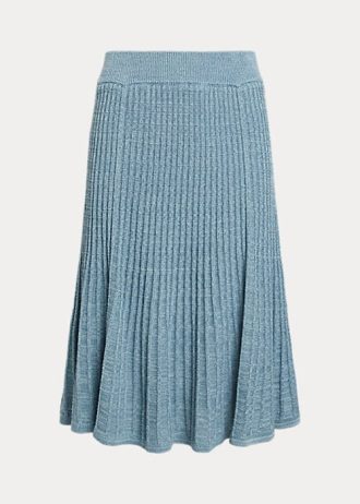 Faldas de punto de lino y algodón Ralph Lauren azules para mujer