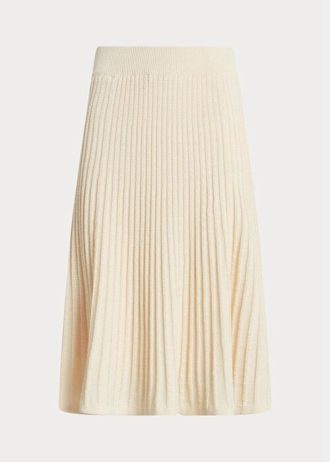 Faldas de punto de lino y algodón Ralph Lauren para mujer en color crema