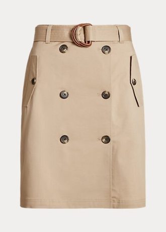 Faldas de sarga microlijadas con cinturón Ralph Lauren beige para mujer