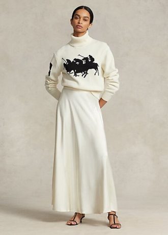 Faldas de satén Ralph Lauren en color crema para mujer