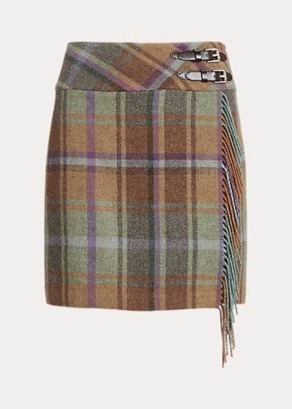 Faldas de tweed con flecos y cuadros multicolores de Ralph Lauren para mujer