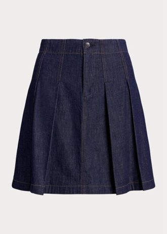 Faldas minifalda vaquera plisada Ralph Lauren para mujer en color azul marino