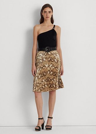 Faldas plisadas de charmeuse con estampado de piel de serpiente multicolor de Ralph Lauren para mujer