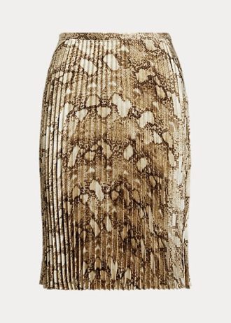 Faldas plisadas de charmeuse con estampado de piel de serpiente multicolor de Ralph Lauren para mujer