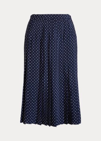 Faldas plisadas de crepé con lunares de Ralph Lauren para mujer en color crema/azul marino