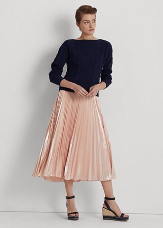 Faldas plisadas de gasa metalizada rosa de Ralph Lauren para mujer