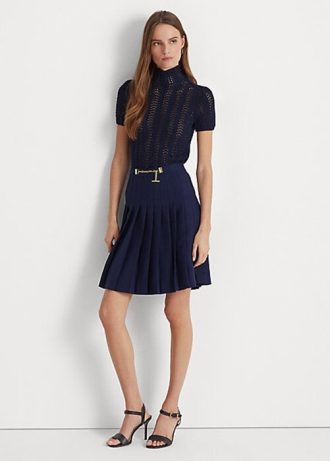 Faldas plisadas de georgette Ralph Lauren para mujer en azul marino