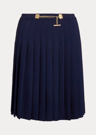 Faldas plisadas de georgette Ralph Lauren para mujer en azul marino
