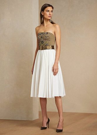 Faldas plisadas de lino Ralph Lauren Arnav para mujer, color blanco