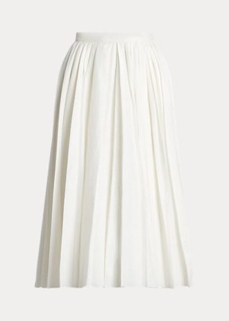 Faldas plisadas de lino Ralph Lauren Arnav para mujer, color blanco
