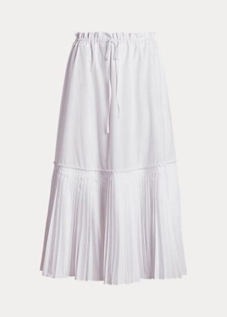 Faldas Ralph Lauren blancas de corte A con dobladillo plisado y cordón ajustable para mujer
